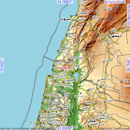 Topographic map of Ḥurfeish