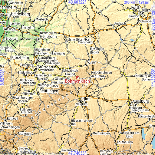 Topographic map of Böhmenkirch