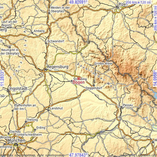 Topographic map of Bogen