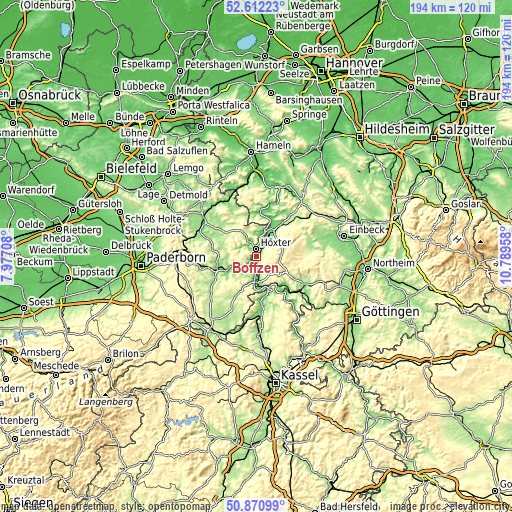 Topographic map of Boffzen