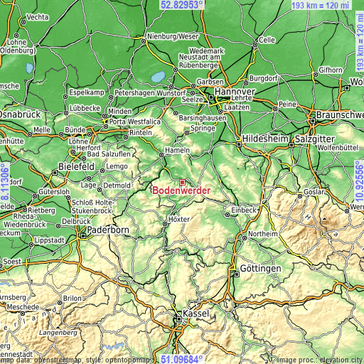 Topographic map of Bodenwerder