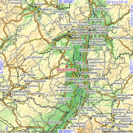Topographic map of Bockenheim