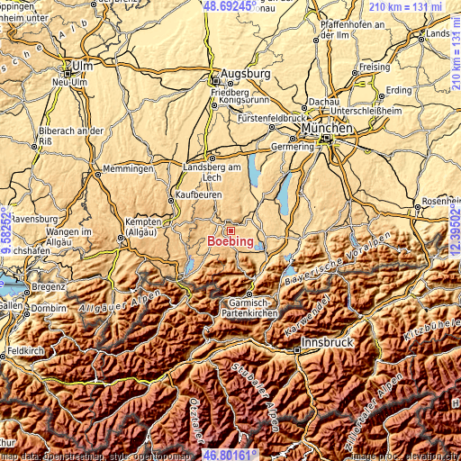 Topographic map of Böbing