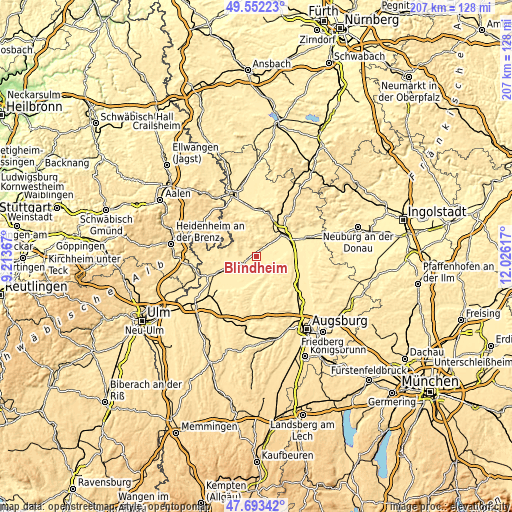 Topographic map of Blindheim