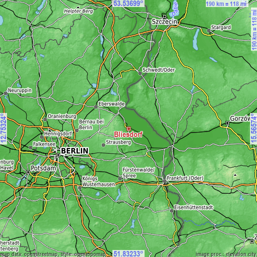 Topographic map of Bliesdorf