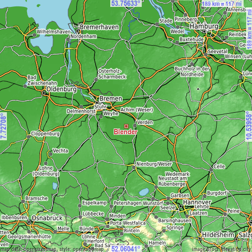 Topographic map of Blender