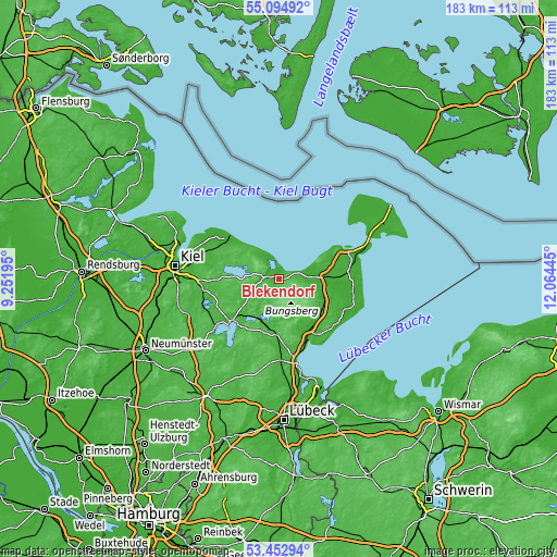 Topographic map of Blekendorf