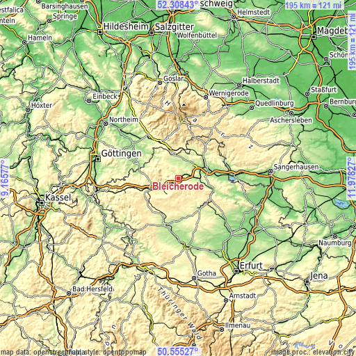 Topographic map of Bleicherode