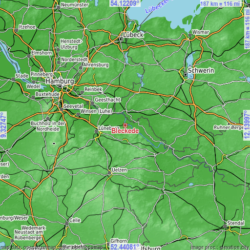 Topographic map of Bleckede