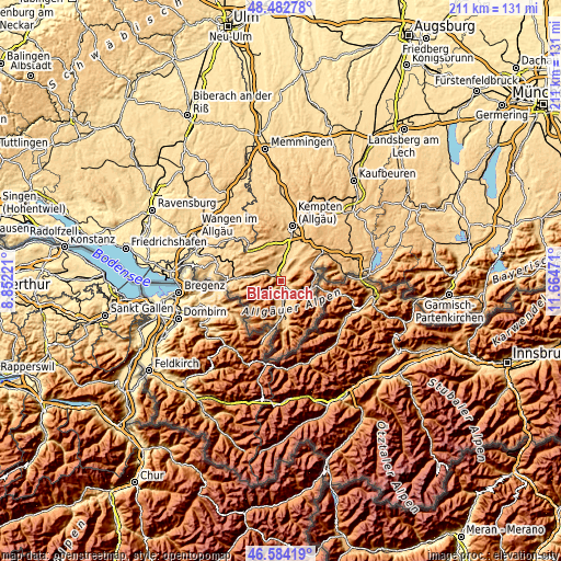 Topographic map of Blaichach