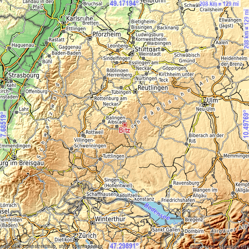 Topographic map of Bitz