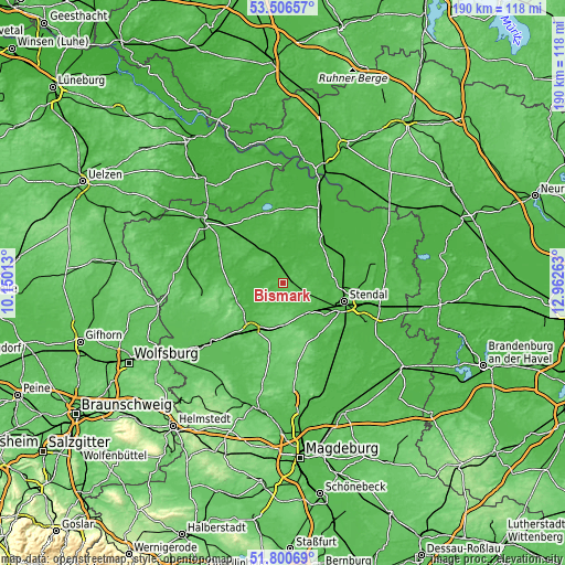 Topographic map of Bismark