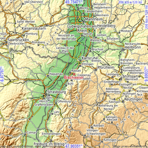 Topographic map of Bischweier