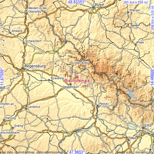 Topographic map of Bischofsmais