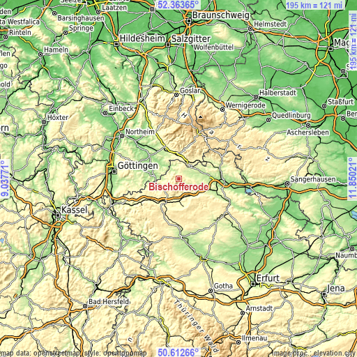 Topographic map of Bischofferode