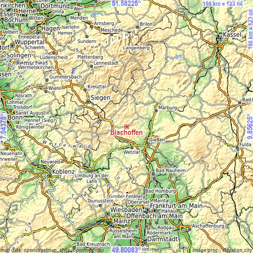 Topographic map of Bischoffen