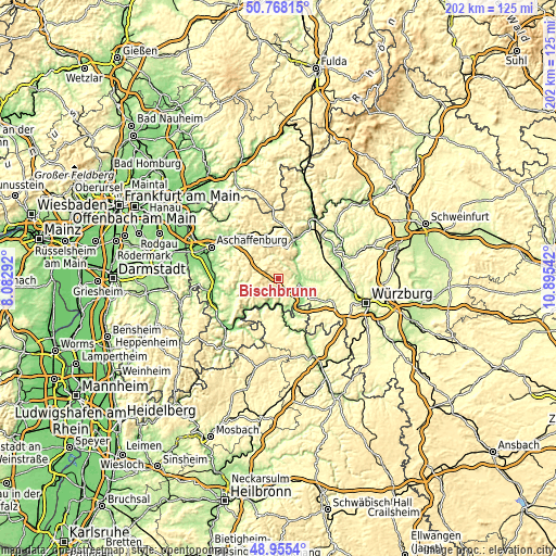 Topographic map of Bischbrunn