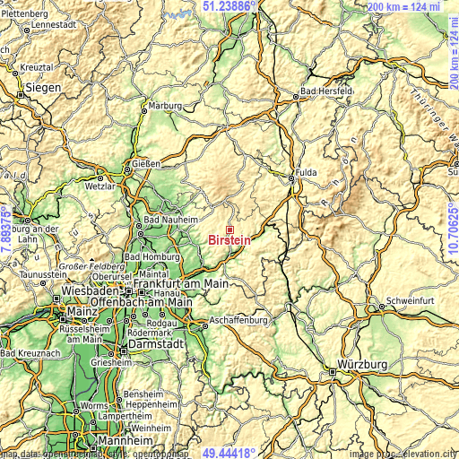 Topographic map of Birstein