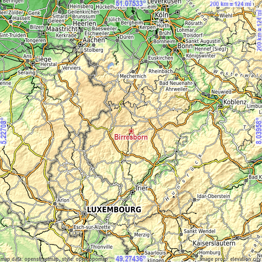 Topographic map of Birresborn