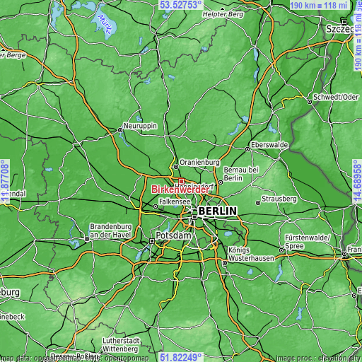 Topographic map of Birkenwerder