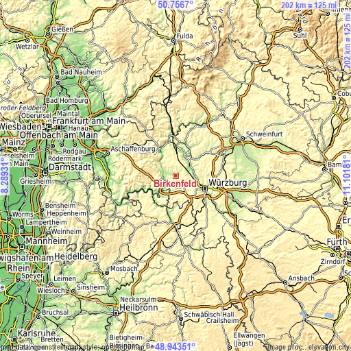 Topographic map of Birkenfeld