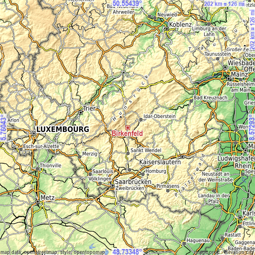 Topographic map of Birkenfeld