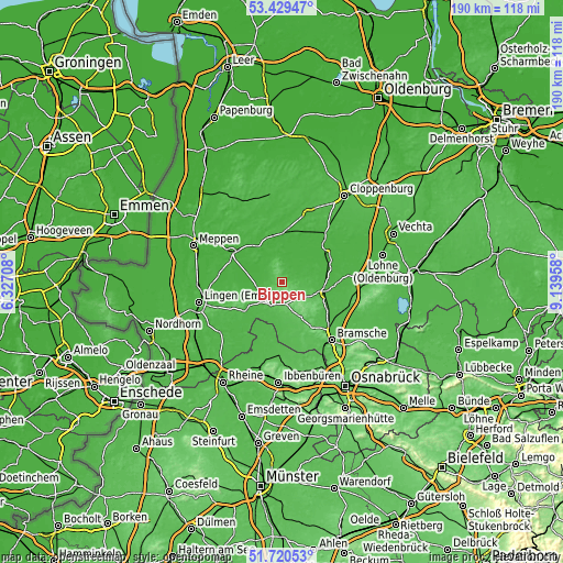 Topographic map of Bippen