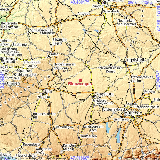 Topographic map of Binswangen