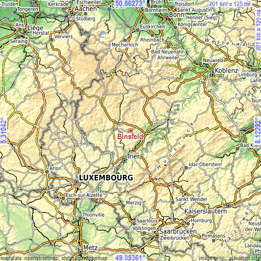 Topographic map of Binsfeld