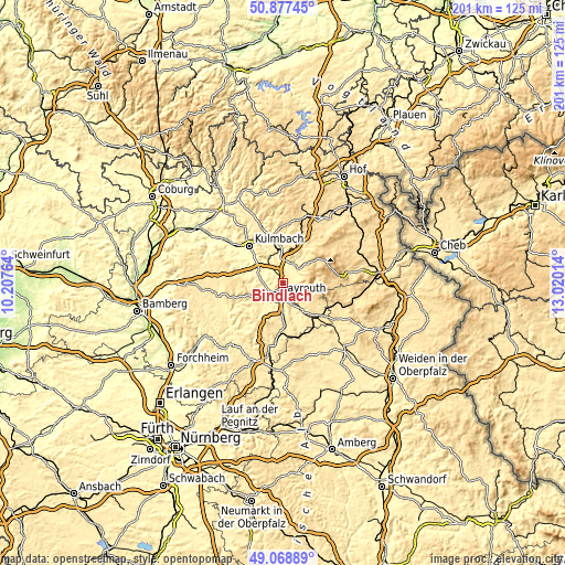 Topographic map of Bindlach