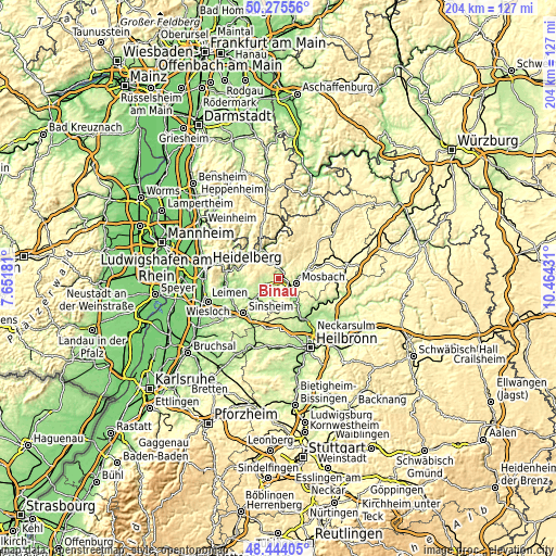 Topographic map of Binau