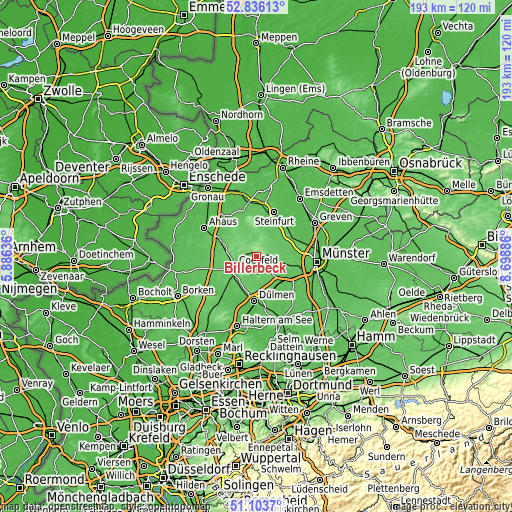 Topographic map of Billerbeck