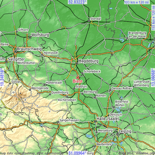 Topographic map of Biere