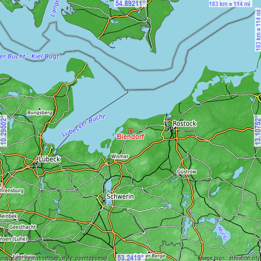 Topographic map of Biendorf