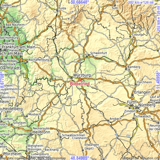 Topographic map of Biebelried