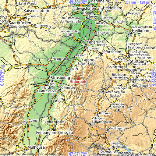 Topographic map of Biberach