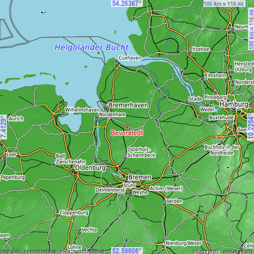 Topographic map of Beverstedt