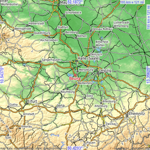 Topographic map of Beuna