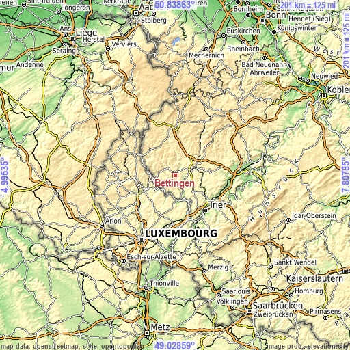 Topographic map of Bettingen