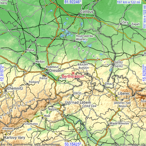 Topographic map of Berthelsdorf