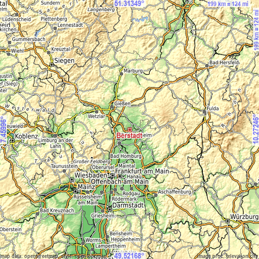 Topographic map of Berstadt
