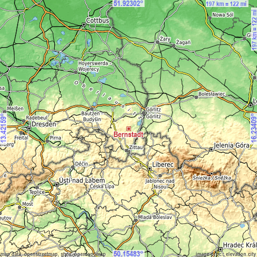 Topographic map of Bernstadt