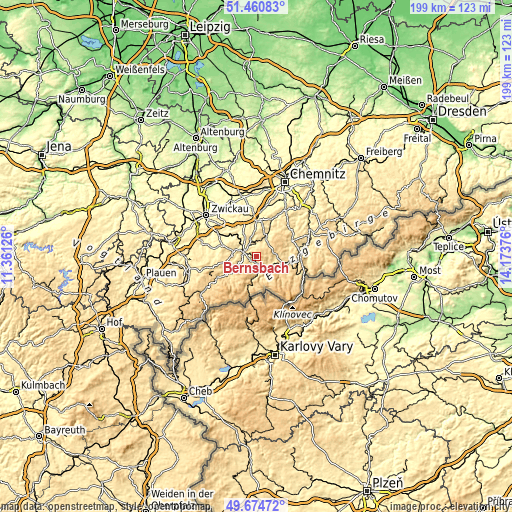 Topographic map of Bernsbach