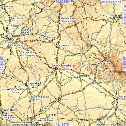 Topographic map of Bernhardswald