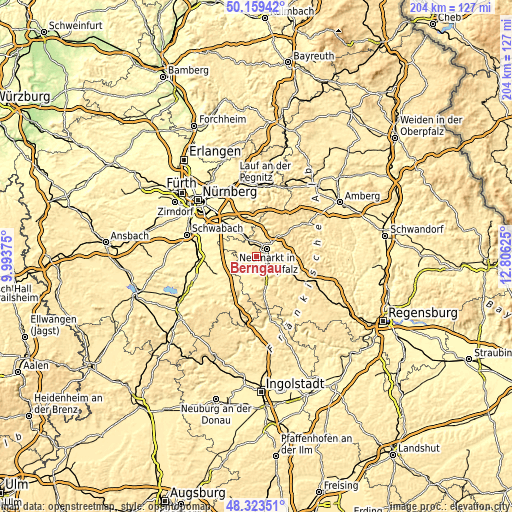 Topographic map of Berngau