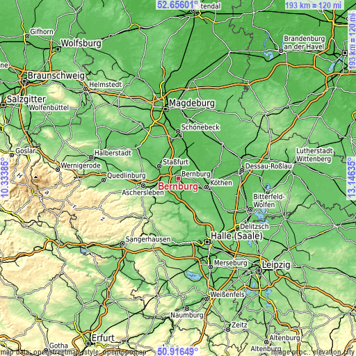 Topographic map of Bernburg