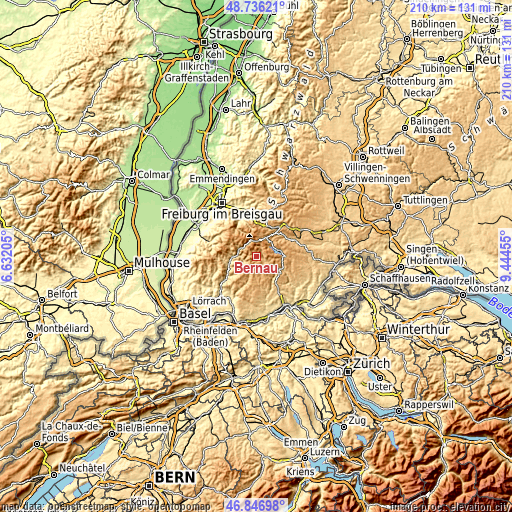 Topographic map of Bernau