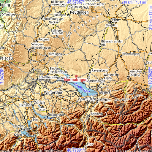 Topographic map of Bermatingen