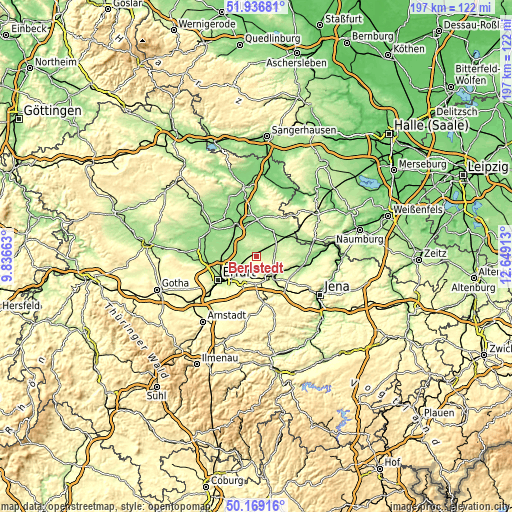 Topographic map of Berlstedt