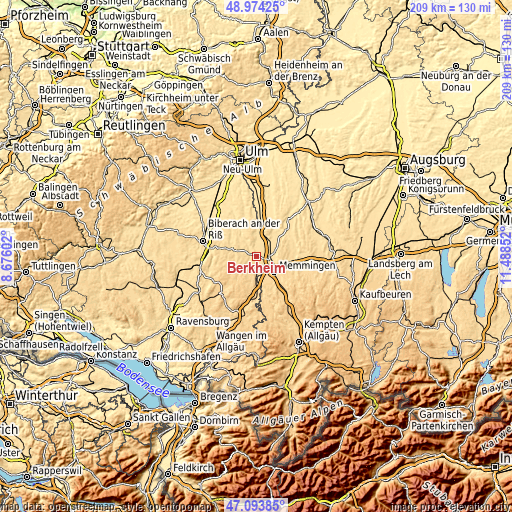 Topographic map of Berkheim